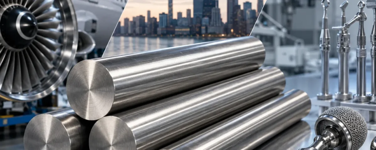 17-4 PH stainless steel round bars used in aerospace and medical manufacturing applications in Chicago.