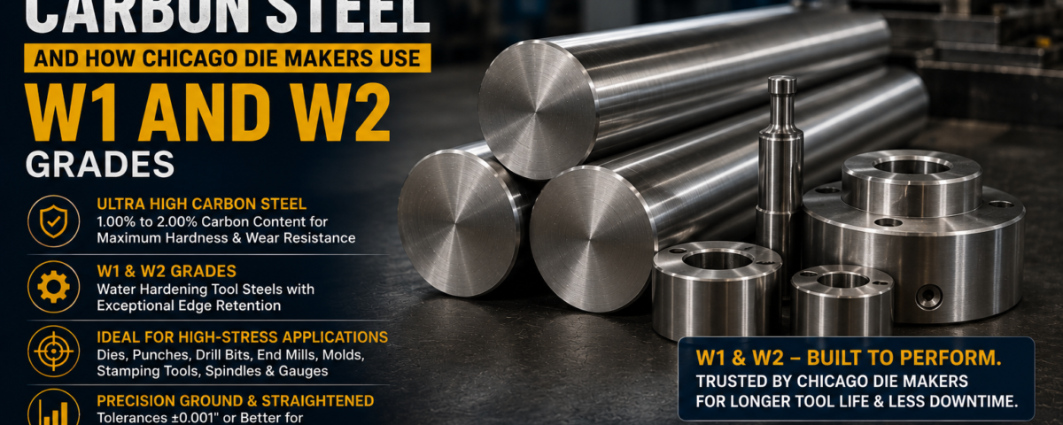 W1 and W2 ultra high carbon steel round bar for die making